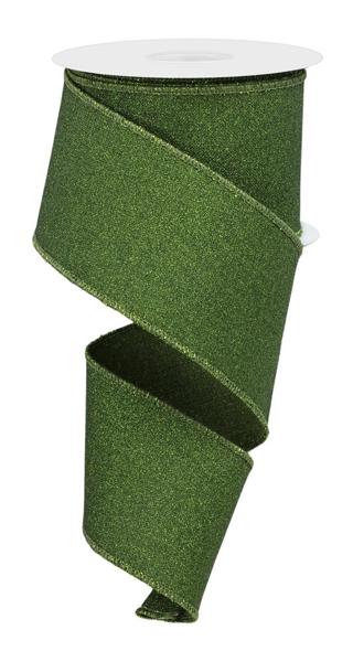 2.5"X10YD FINE GLITTER ON ROYAL-MOSS GREEN