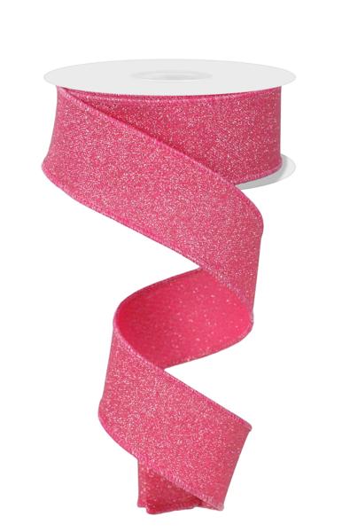 1.5"X10YD FINE GLITTER ON FAUX ROYAL FUCHSIA