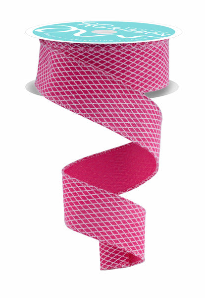 1.5"X10YD MINI HARLEQUIN FUCHSIA/WHITE