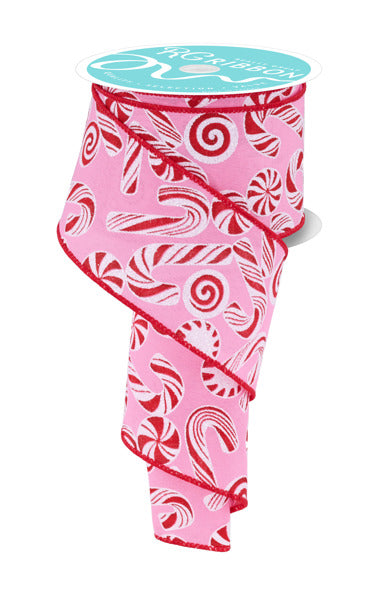 2.5"X10YD GLITTER CANDY/CANDY CANE PINK/WHITE/RED