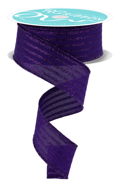 1.5"X10YD GLITTER VERTICAL STRIPE PURPLE