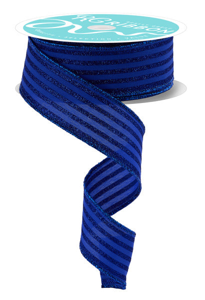 1.5"X10YD GLITTER VERTICAL STRIPE ROYAL BLUE