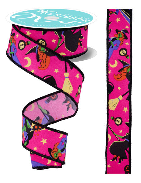 1.5"X10YD VINTAGE WITCH HOT PINK/MULTI