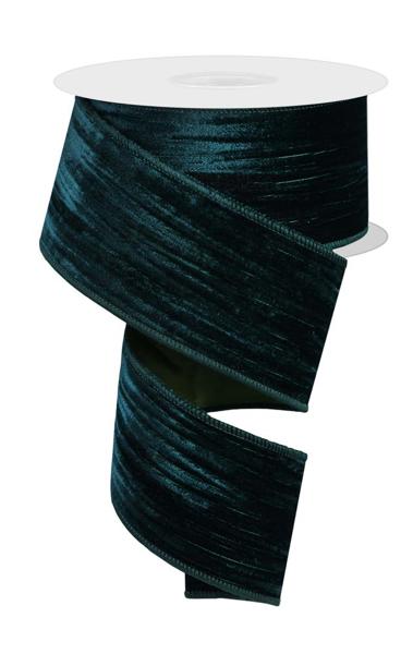 2.5"X10YD DELUXE CRUSHED VELVET HUNTER GREEN