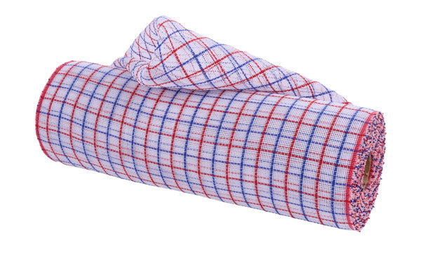 10.25"X10YD FINE WEAVE FAUX JUTE CHECK WHITE/RED/BLUE