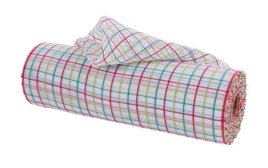 10.25"X10YD FINE WEAVE FAUX JUTE CHECK WHITE/RED/EMERALD/LIME