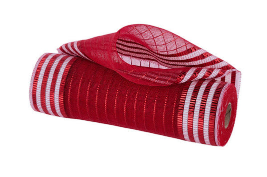 10.25"X10YD FINE WEAVE XL FOIL BORDER RED/WHITE