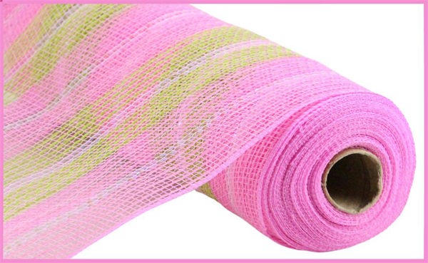 10.25"X10YD JUTE/IRIDESCENT STRIPE LT PINK/SPRING GREEN/WHT