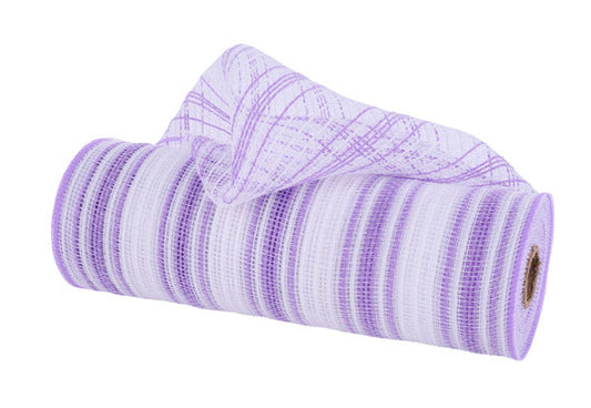 10.25"X10YD FARMHS STRIPE FAUX JUTE MESH LAVENDER/WHITE