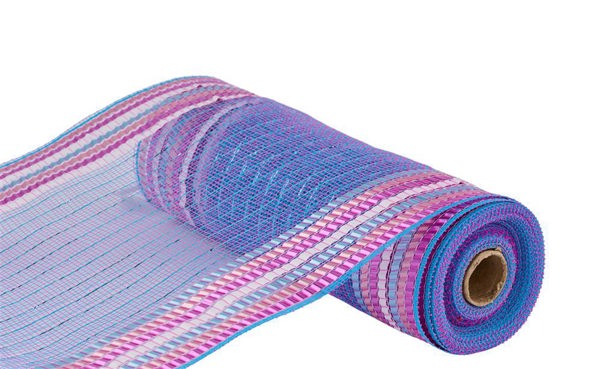 10.25"X10YD MATTE XL FOIL BORDER MESH TURQ/PINK/WHITE/ICE BLUE