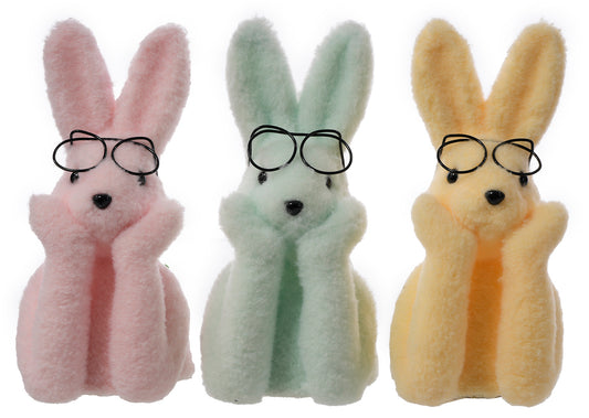 10" Flocked Thinking Bunny