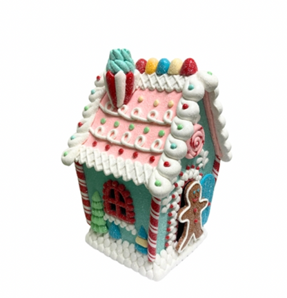 Santa's Sweet Shoppe Collection 10" CANDY GINGERBREAD HOUSE WITH LED LIGHT