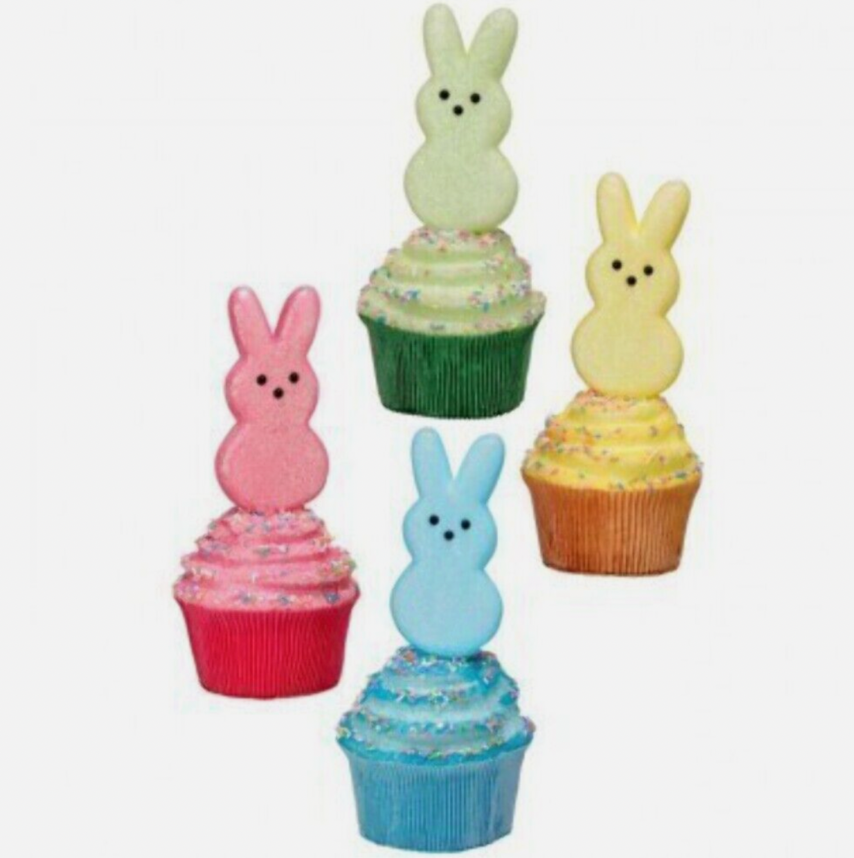 Regency International Set of 4 GLITTERED BUNNY PEEP CUPCAKE 8.5"