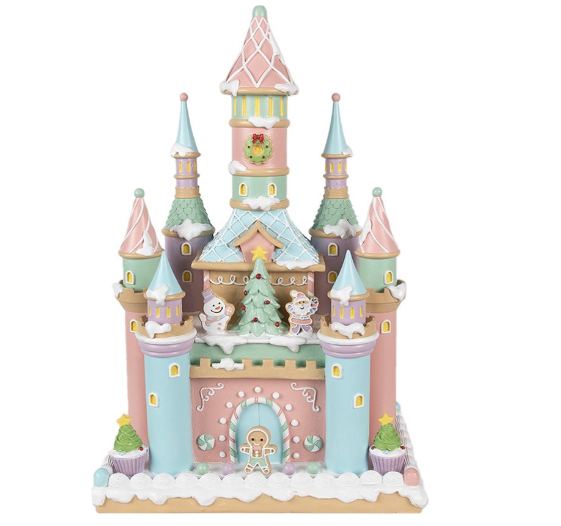 Santa's Sweet Shoppe Collection 17" Illuminated Pastel Castle