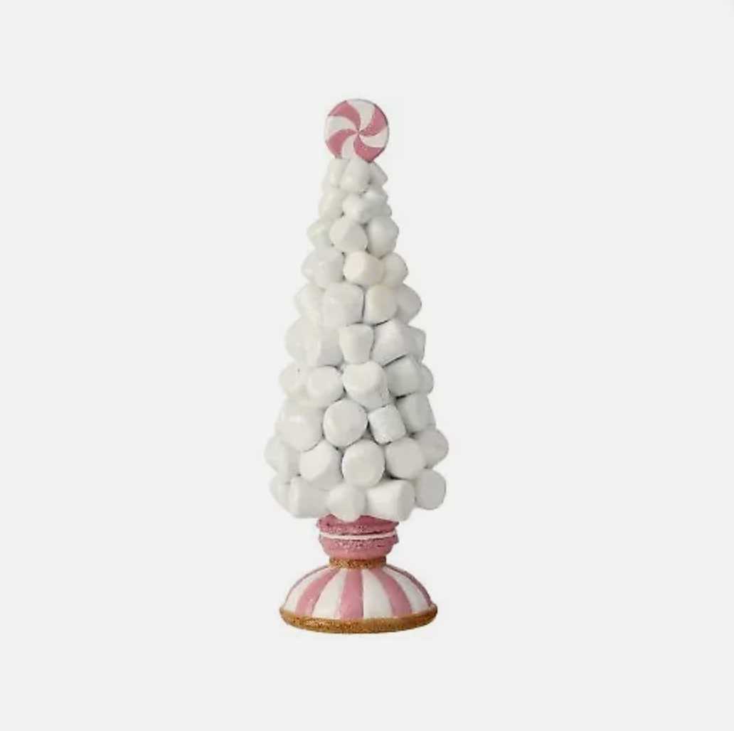 Santa's Sweet Shoppe Collection 12" RESIN MARSHMALLOW TREE ON PEDESTAL