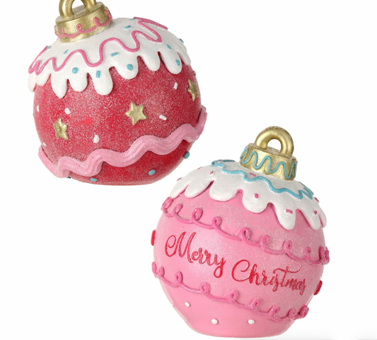 Santa's Sweet Shoppe Collection 6.5" RESIN CANDY TABLE ORNAMENTS SET OF 2