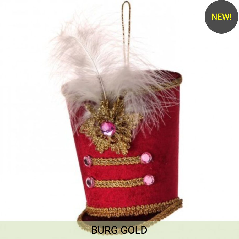 5" VELVET ROYAL COURT ORCHESTRA HAT ORNAMENT W/PLUME