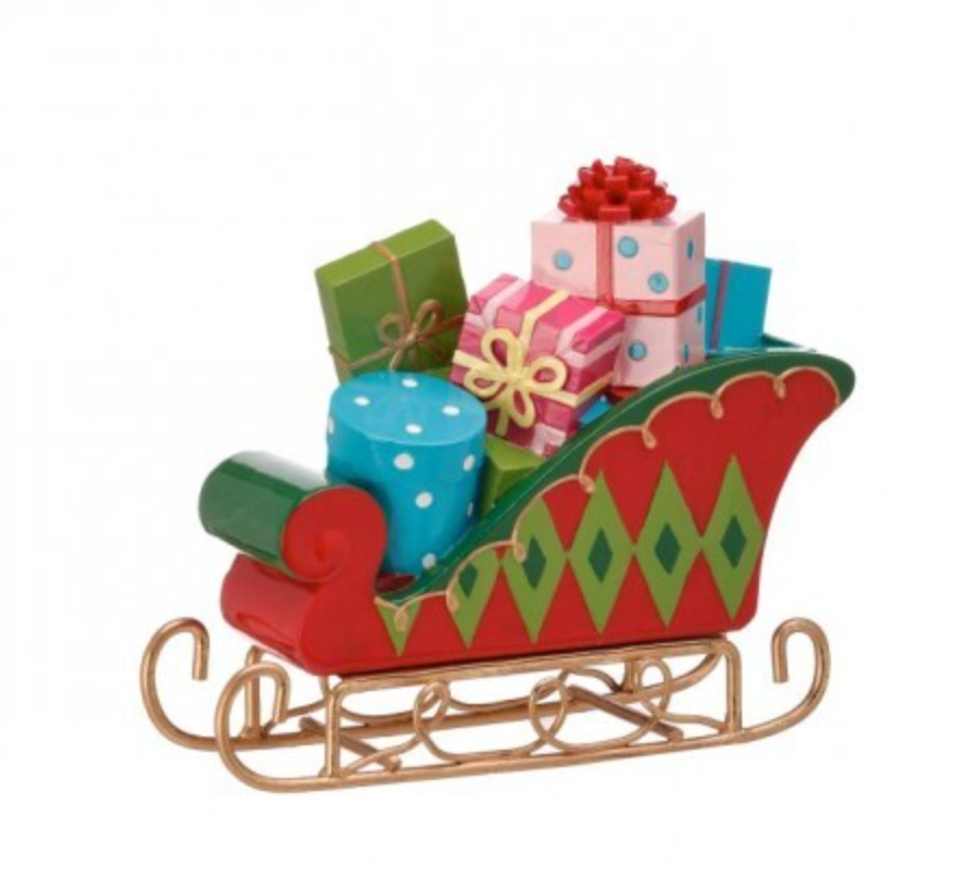 6" TABLE TOP RESIN SLEIGH W/PACKAGES