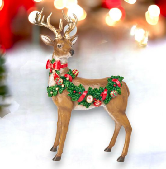 Christmas Carousel Collection 16in Deer with Bauble Garland