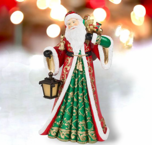 Christmas Carousel Collection 18in Red / Green Santa with Lantern