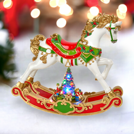 Christmas Carousel Collection 24" LED Rocking Carousel Horse