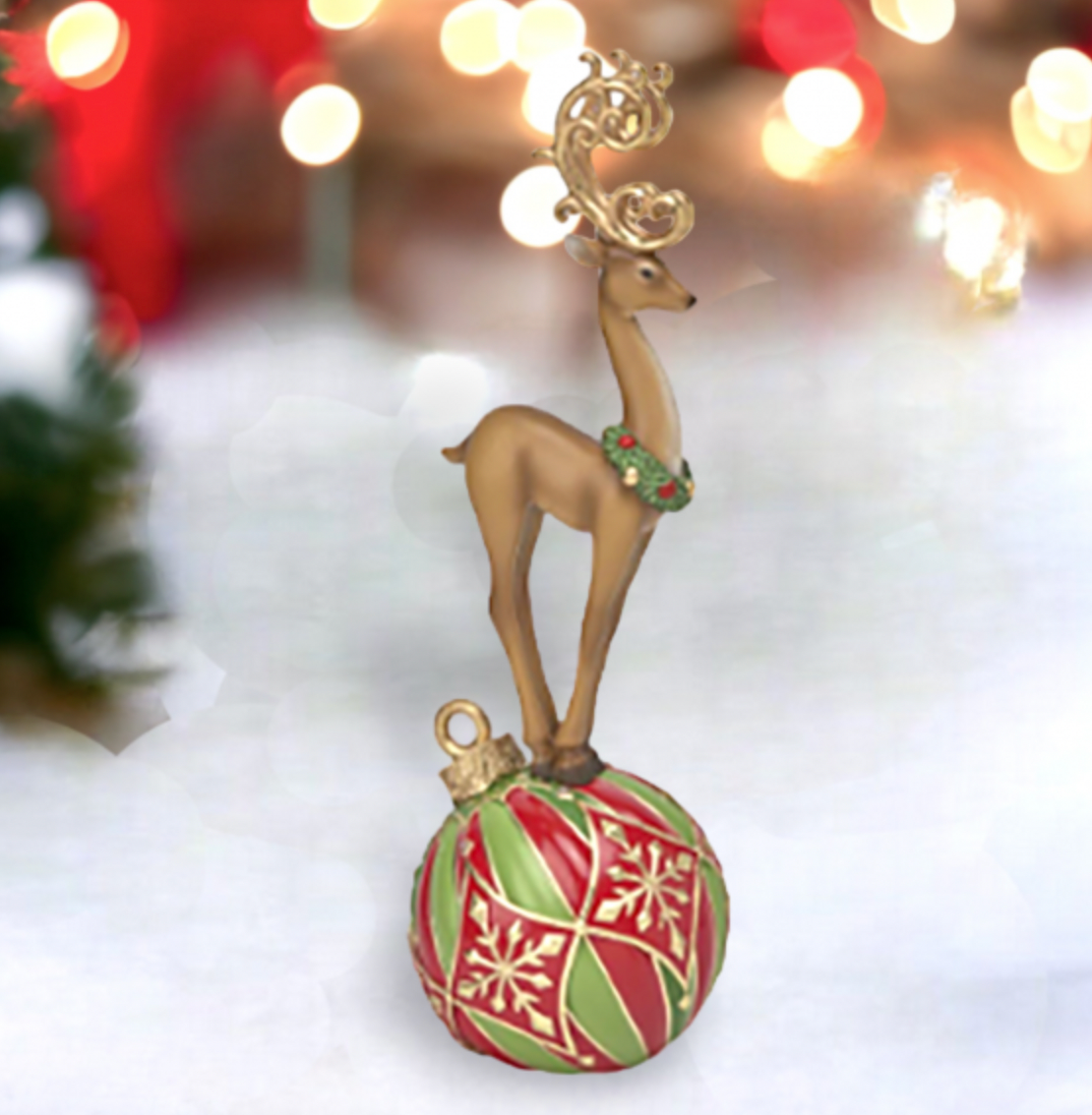 Christmas Carousel Collection 17" Gold Deer On Bauble