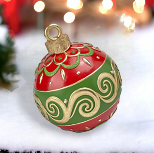 Christmas Carousel Collection 13" Red/Green LED Bauble Decor