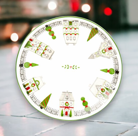 Christmas Carousel Collection Ceramic 8in City Sidewalks Plate