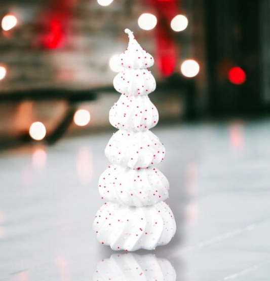 Christmas Carousel Collection 12in White Meringue Tree with Sprinkles