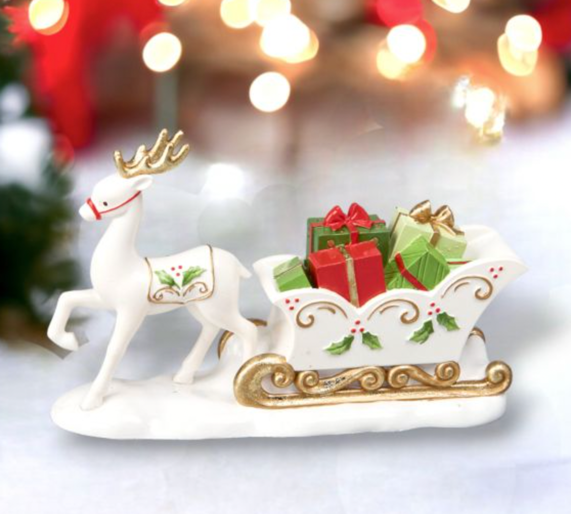 Christmas Carousel Collection 6in Deer and Sled with Gifts