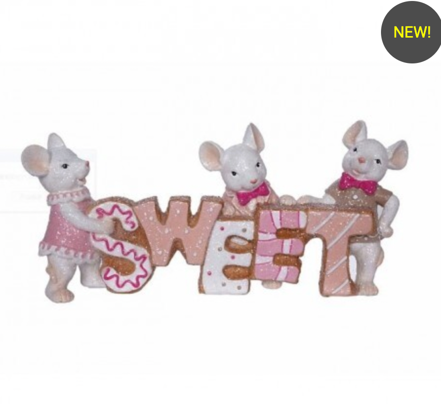 Santa's Sweet Shoppe Collection 9" RESIN "SWEET" MICE TABLE PIECE