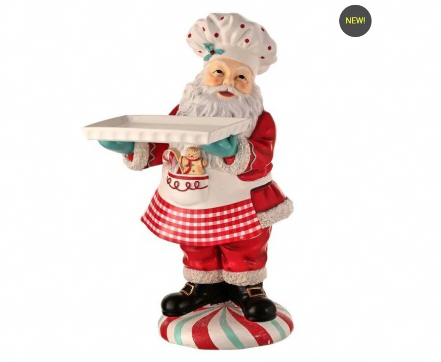 Santa's Sweet Shoppe Collection  28" RESIN CHEF SANTA WITH SERVING TRAY