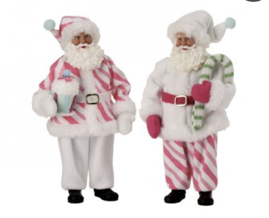 SANTA'S SWEET SHOPPE COLLECTION 10" FABRIC SOO SWEET SANTA'S SET OF 2