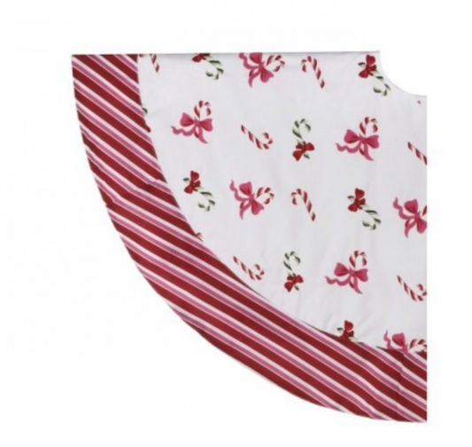 Santa's Sweet Shoppe Collection 54" CANVAS EMBRD PASTEL CANDY CANE TREE SKIRT