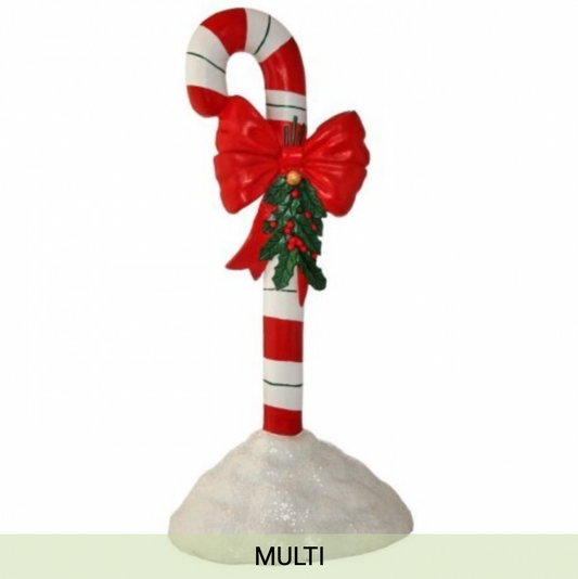 Santa's Sweet Shoppe Collection 36" RESIN INDOOR / OUTDOOR CANDYCANE WITH BOW&HOLLY