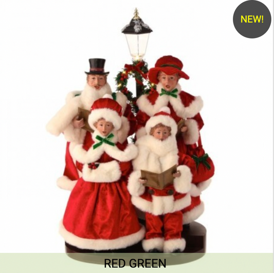 Christmas Carousel Collection 24" LED CAROLING FAMILY W/LAMP POST