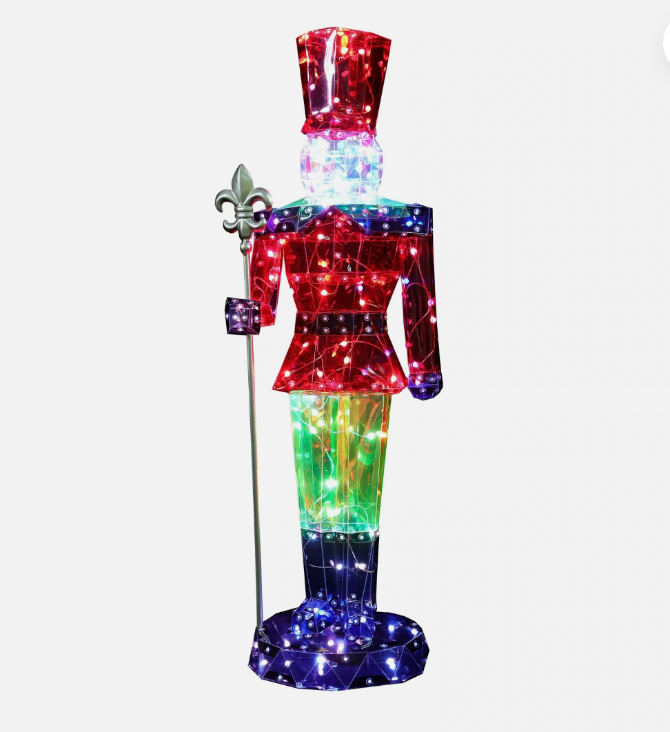 40" Iridescent LED Christmas Nutcracker Soldier with Staff