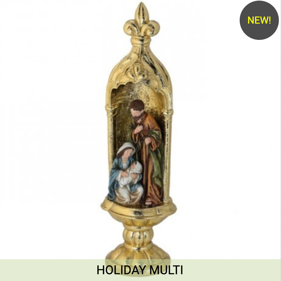 18" RESIN HOLY FAMILY WITH CATHEDRAL