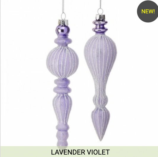 7.5" GLASS WITH GLITTER FINIAL ORNAMENT SET OF 2