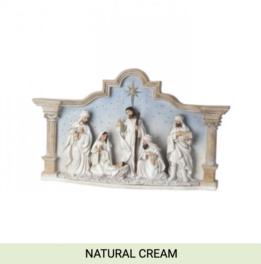 15" RESIN NATIVITY W/SKY IN COLUMN CRESH