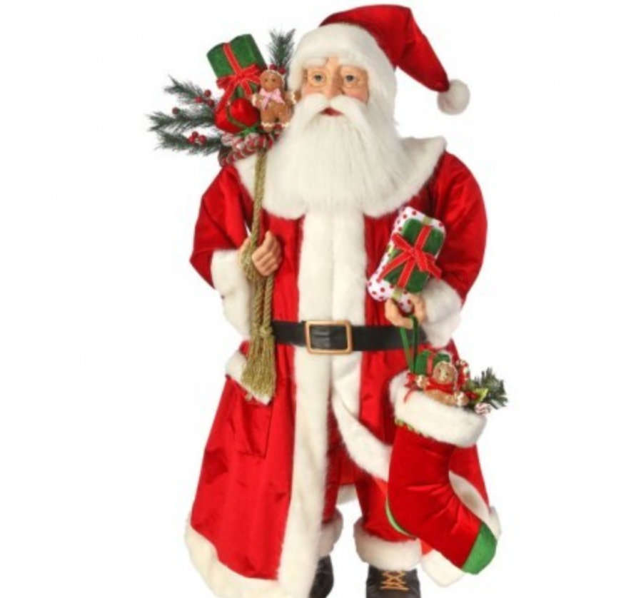 SANTA'S SWEET SHOPPE COLLECTION 52" CANDY KITCHEN SANTA W/SACK & STOCKING