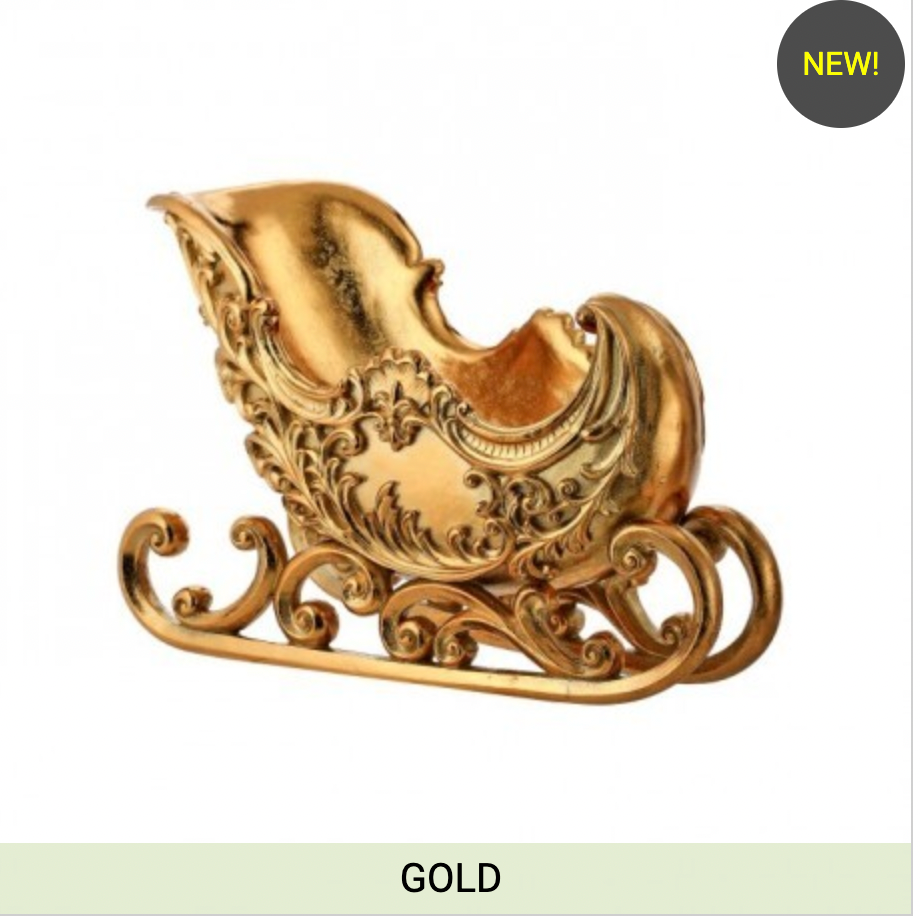 15" RESIN GOLD SCROLL SLEIGH