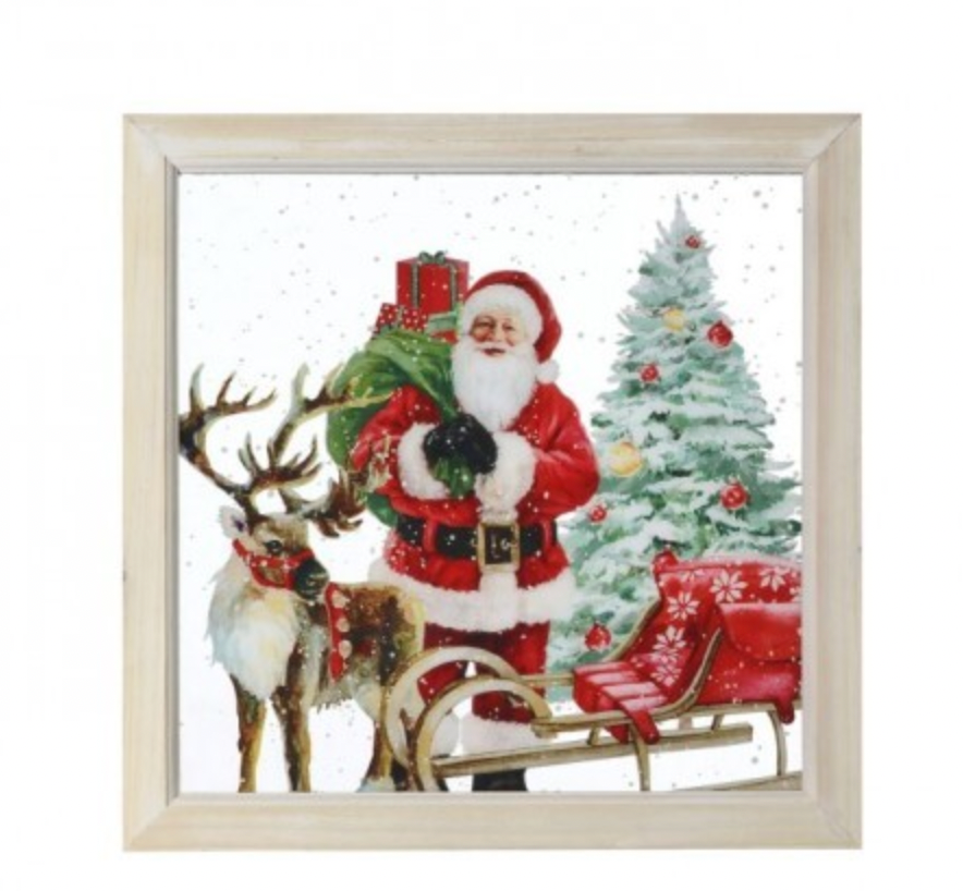 15"X15" ACRYLIC SANTA W/ REINDEER & SLEIGH WALL DECOR