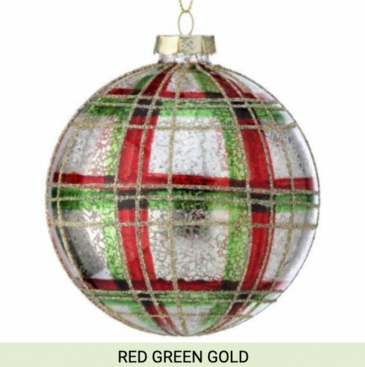 4" PLAID BALL ORNAMENT