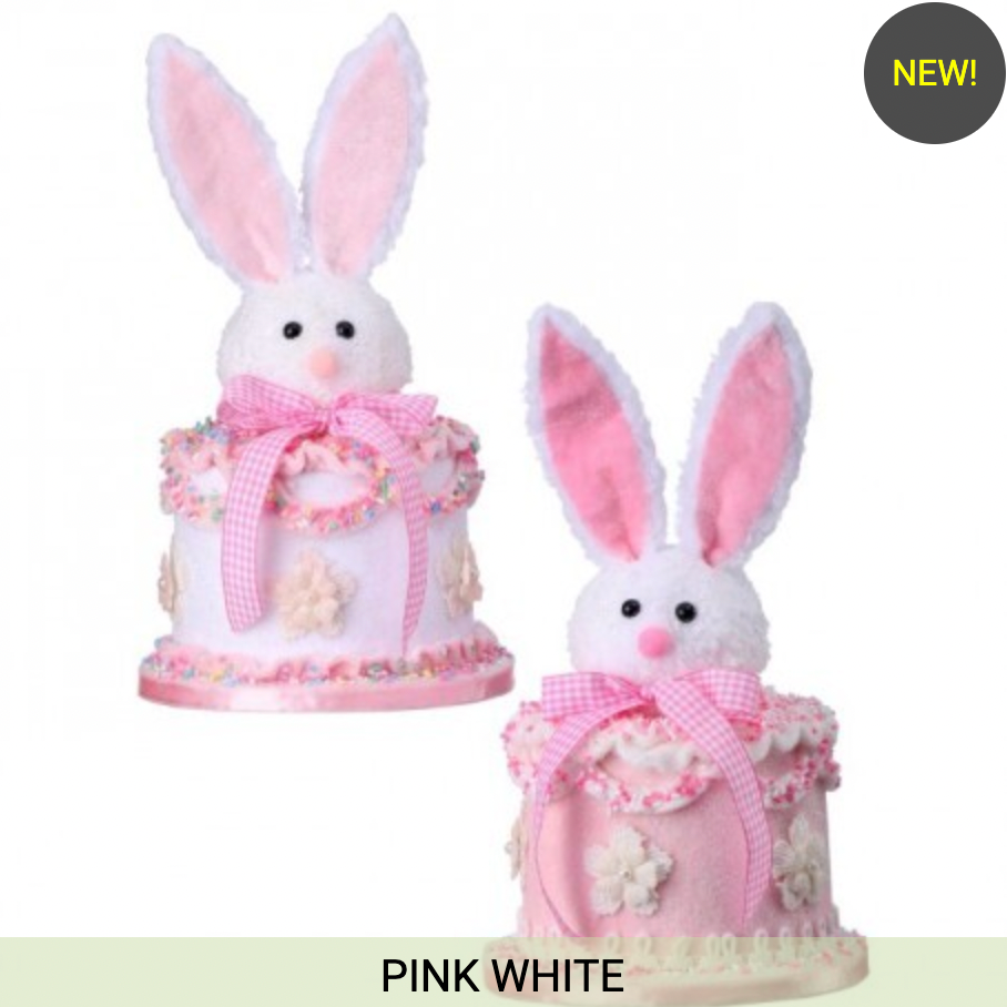 10" VINTAGE EASTER BUNNY FAUX CAKE - SET OF 2