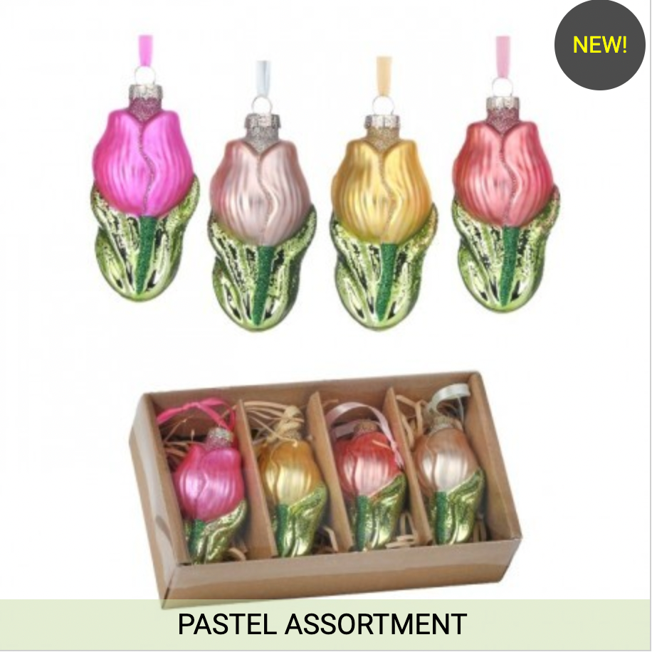 4" TULIP ORNAMENT BOX SET OF 4