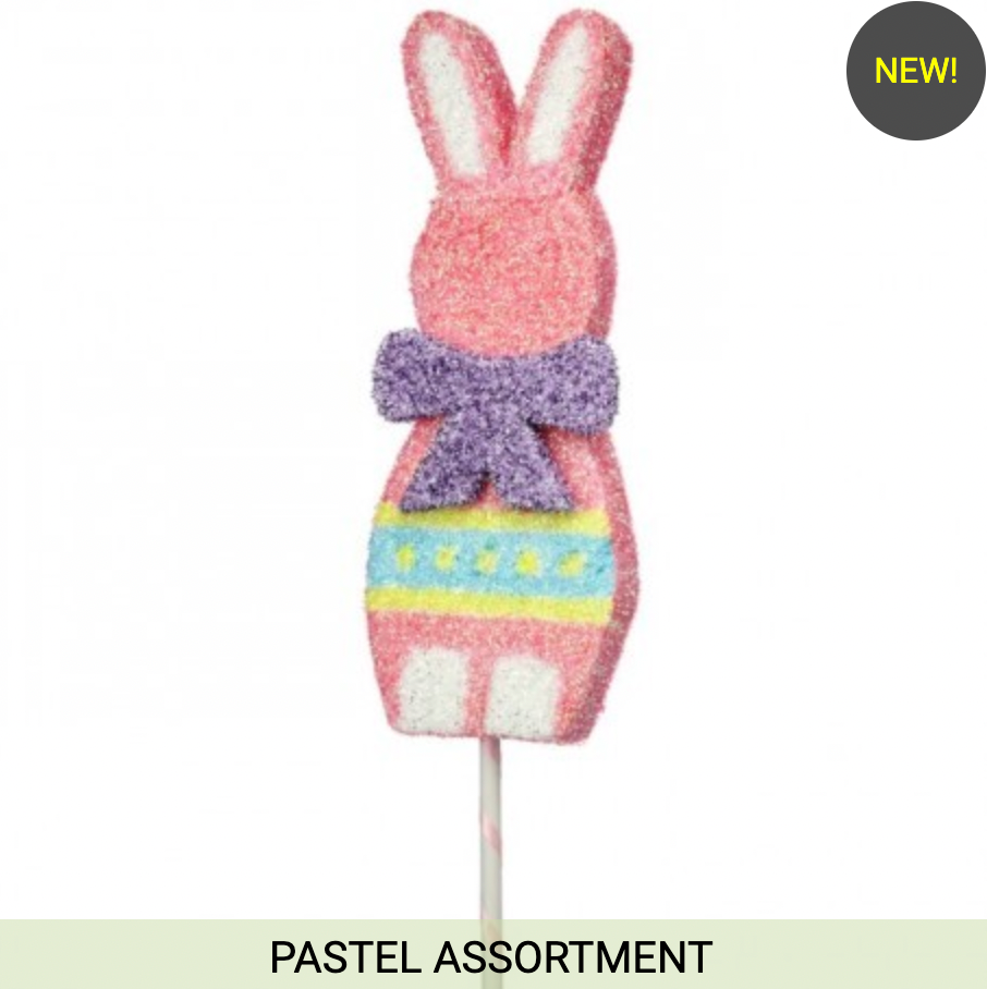 41" STYRO/GLITTER BUNNY RABBIT ON STICK