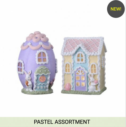 8-9" LED EASTER SWEETS HOUSE - SET OF 2