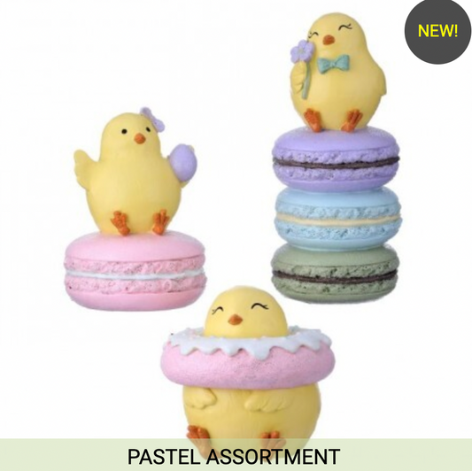 4.5-7" RESIN CHICKS W/ SWEETS - SET OF 3