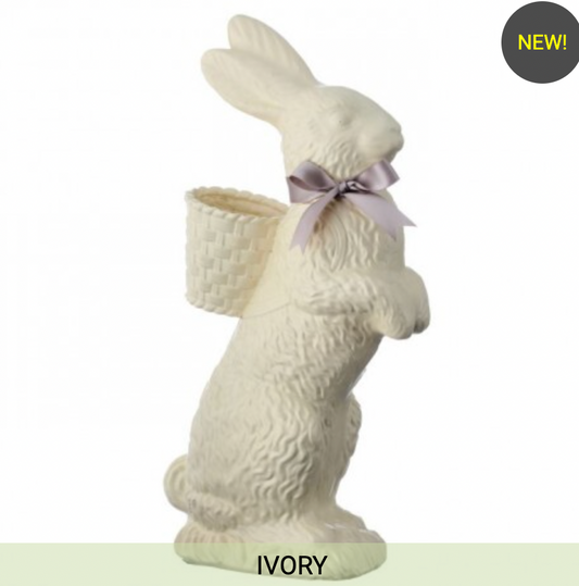 14" RESIN CHOCOLATE BUNNY W/BASKET